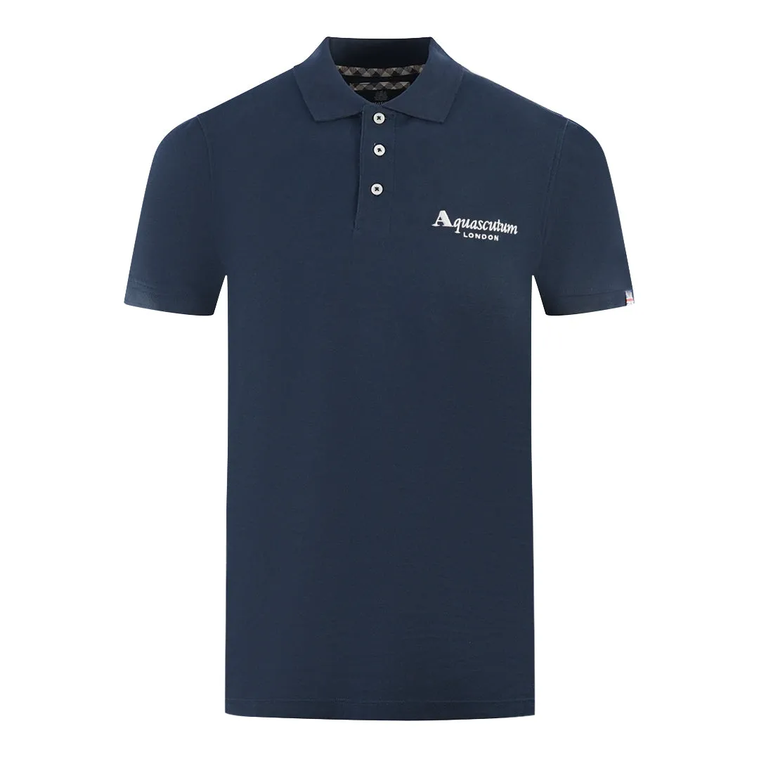 Aquascutum London Classic Navy Blue Polo Shirt