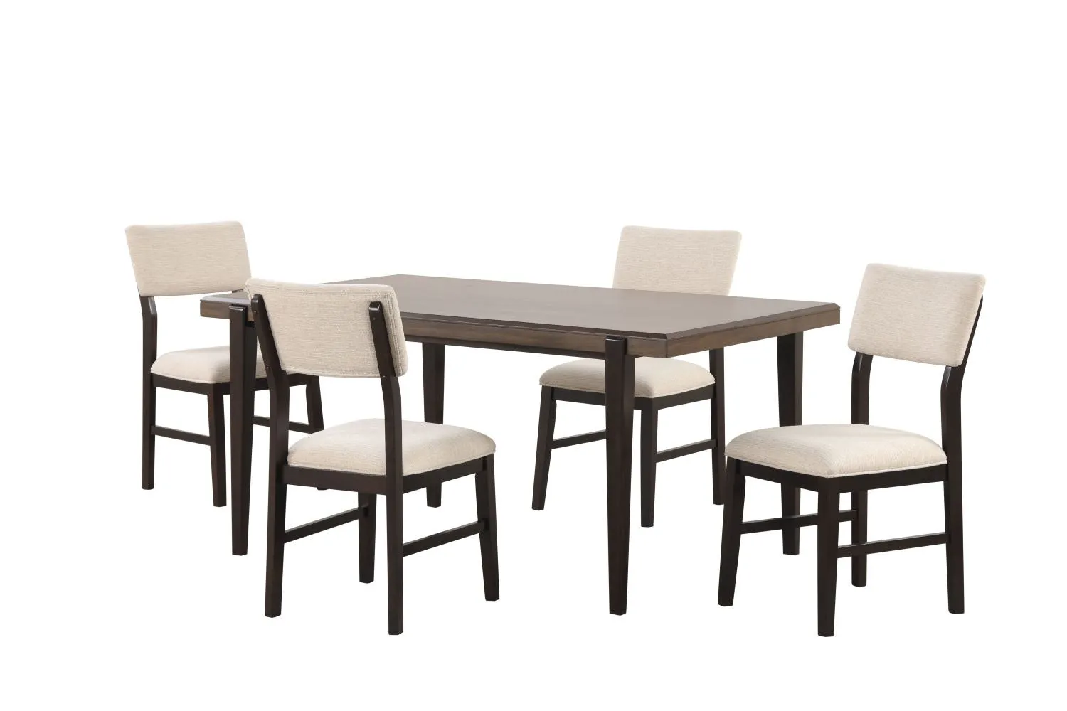 Arabella 5-Piece Dining Set with Upholstered Back - Black, Brown