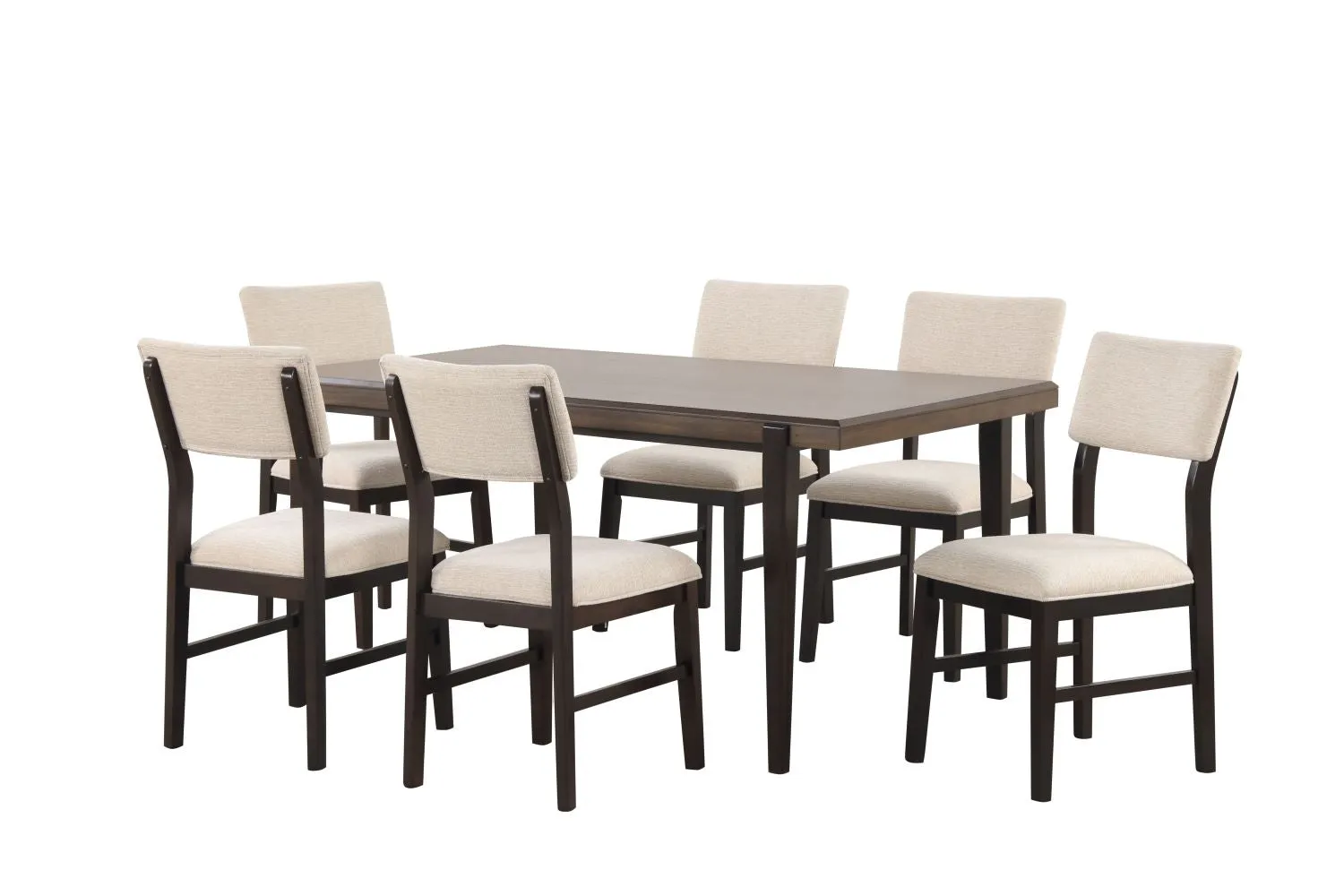 Arabella 7-Piece Dining Set with Upholstered Back- Black, Brown