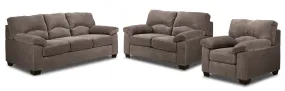 Archie Sofa, Loveseat & Chair Set- Ash