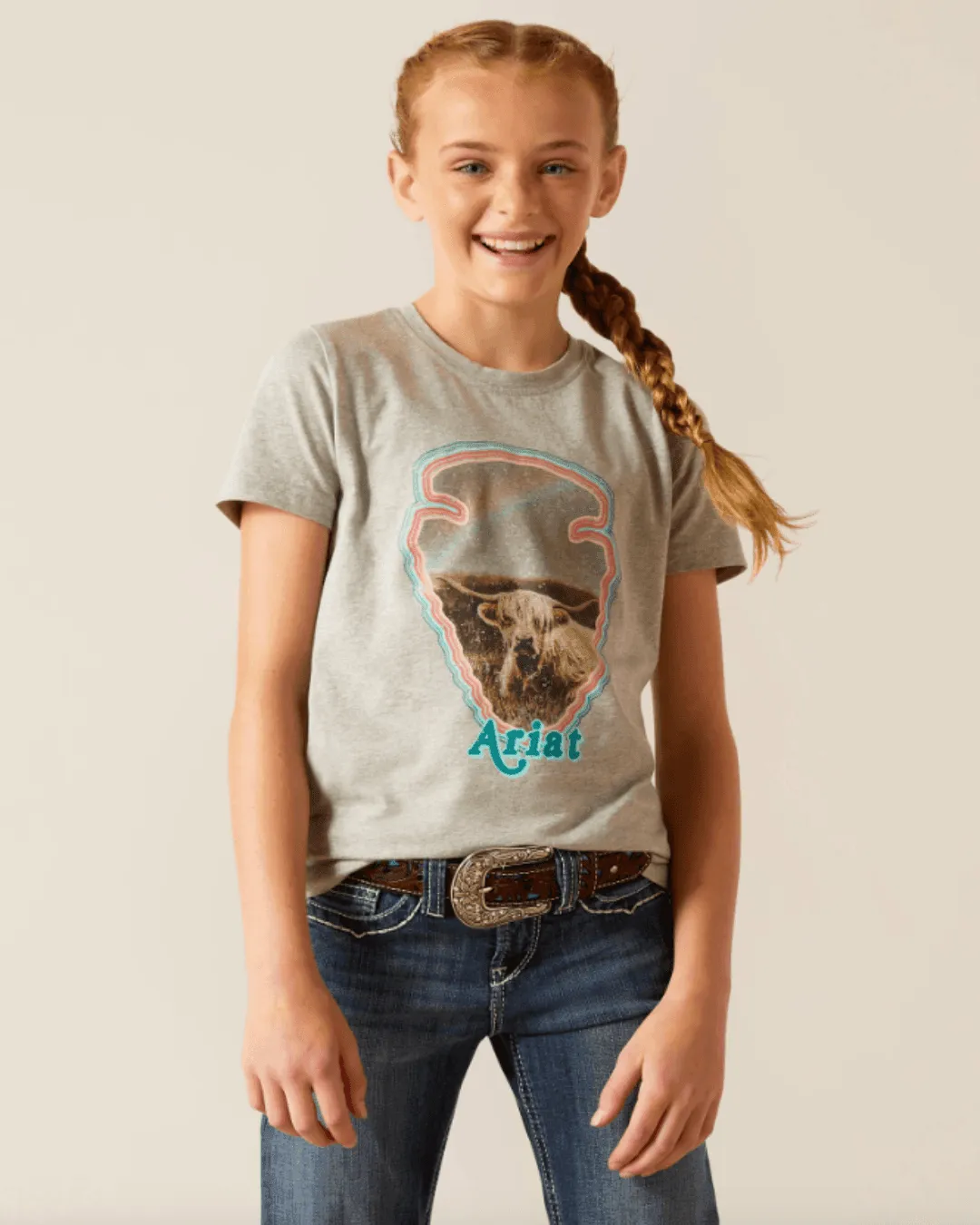 Ariat Girl's Heather Grey Arrowhead Tee 10048588