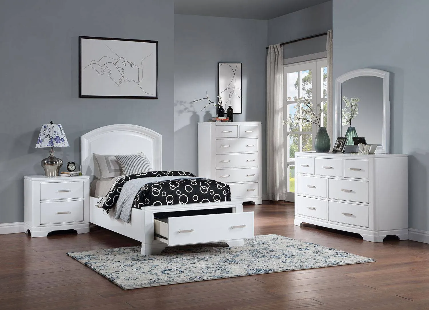 Arista 3-Piece Twin Storage Bed - White