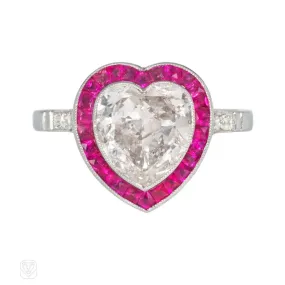 Art Deco style heart-shaped diamond ring