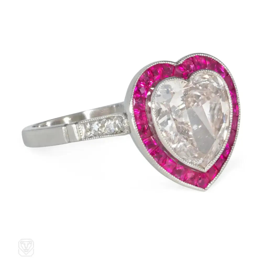 Art Deco style heart-shaped diamond ring