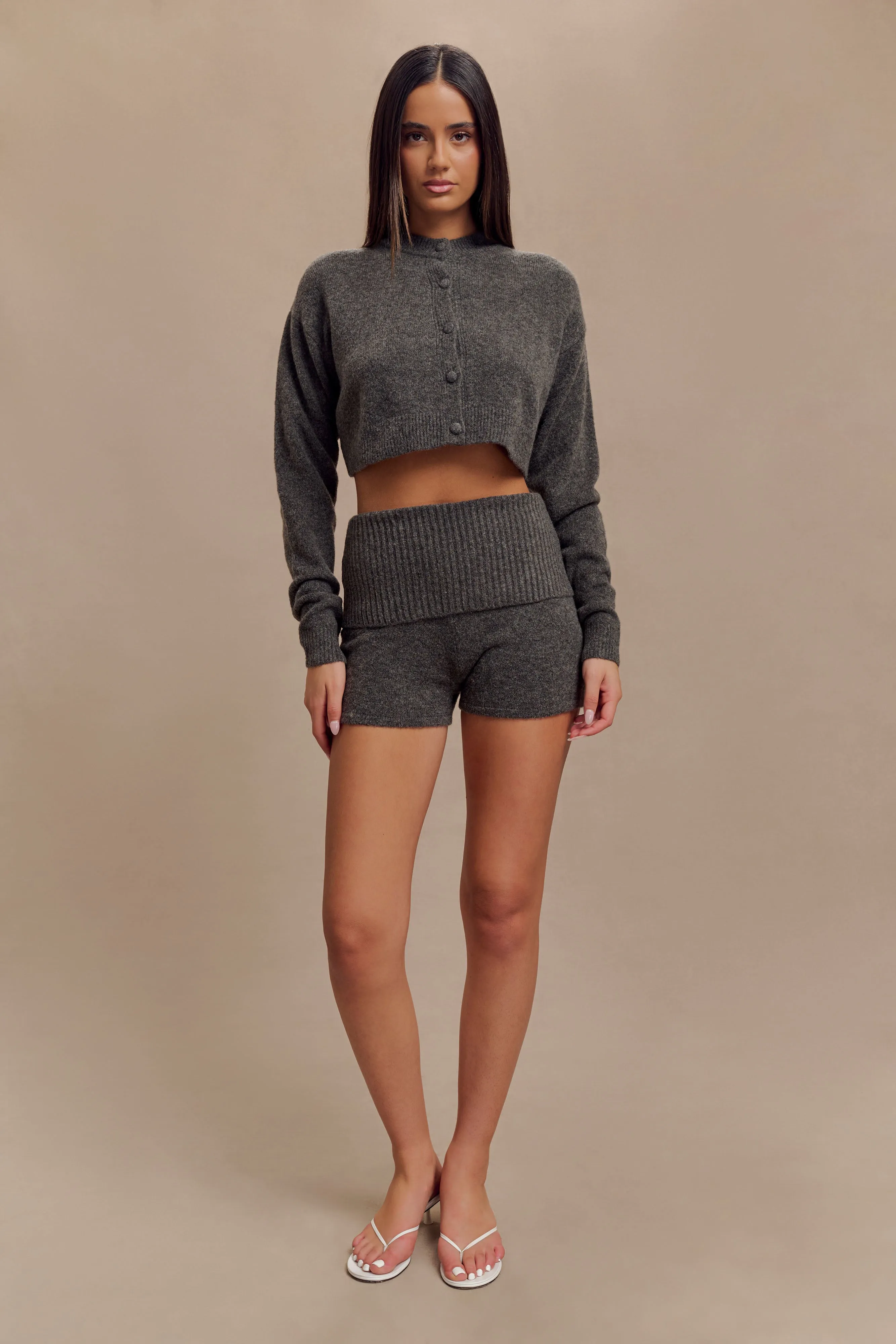 Aubrey Knit Shorts - Charcoal Marle