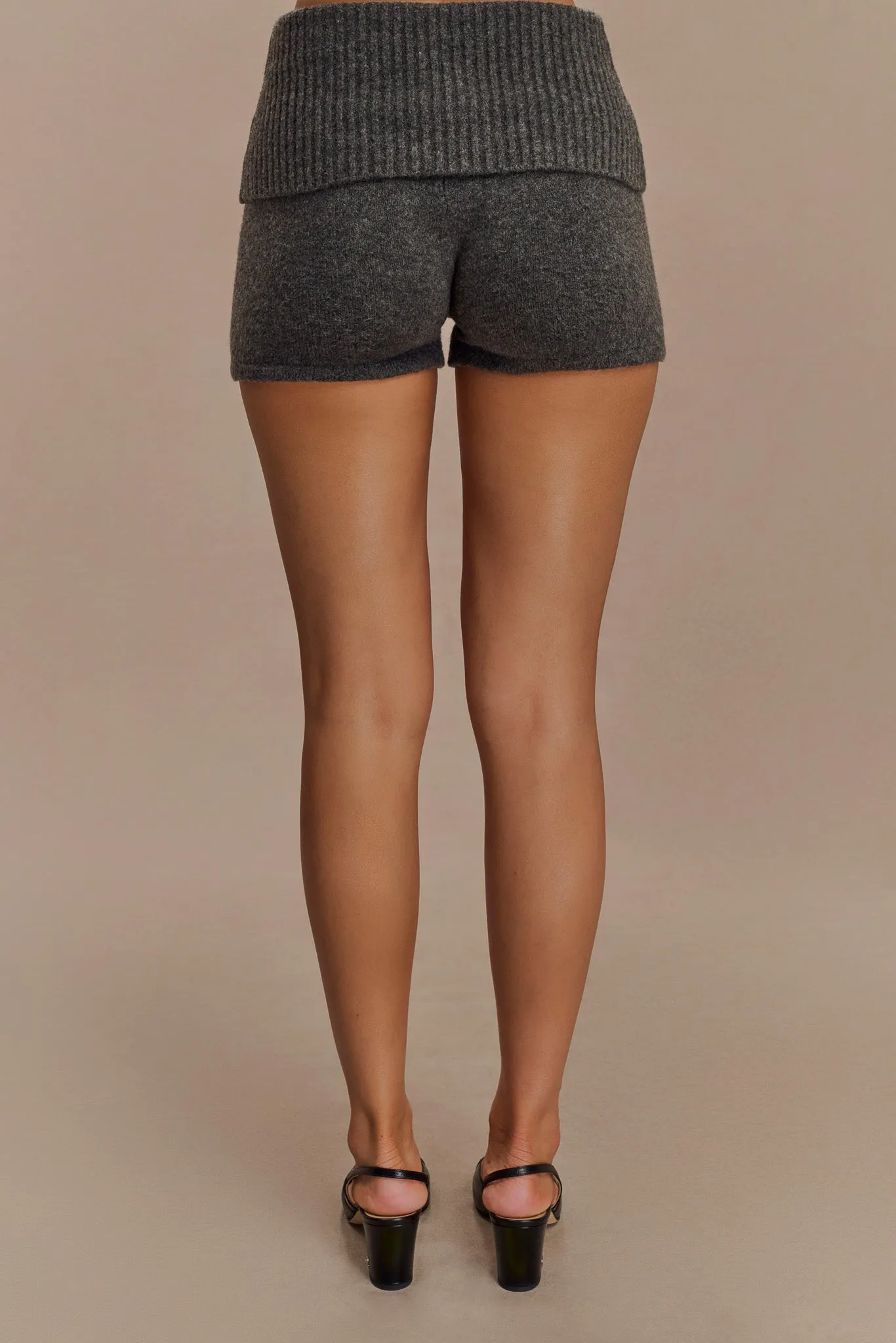 Aubrey Knit Shorts - Charcoal Marle