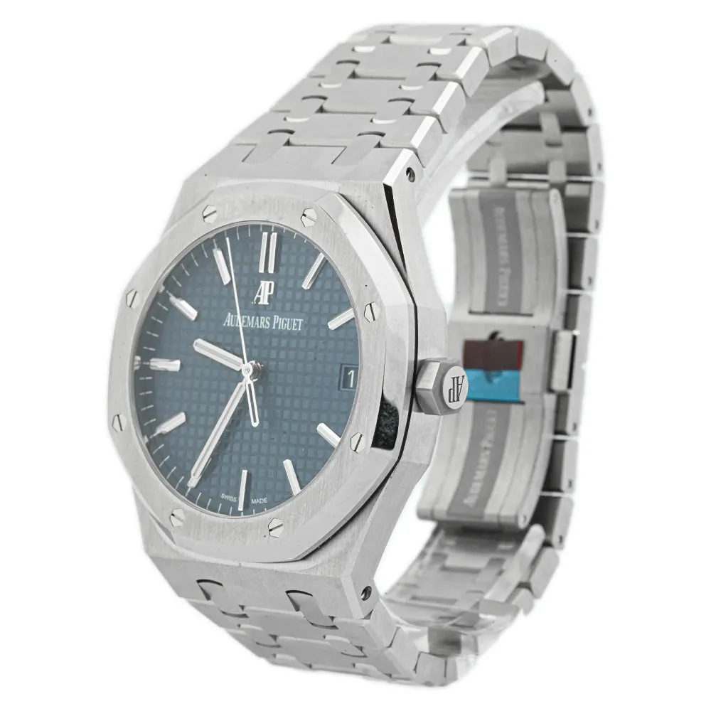 Audemars Piguet Men's Royal Oak Stainless Steel 41mm Blue "Grande Tapisserie" Stick Dial Watch Reference #: 15500ST.OO.1220ST.01