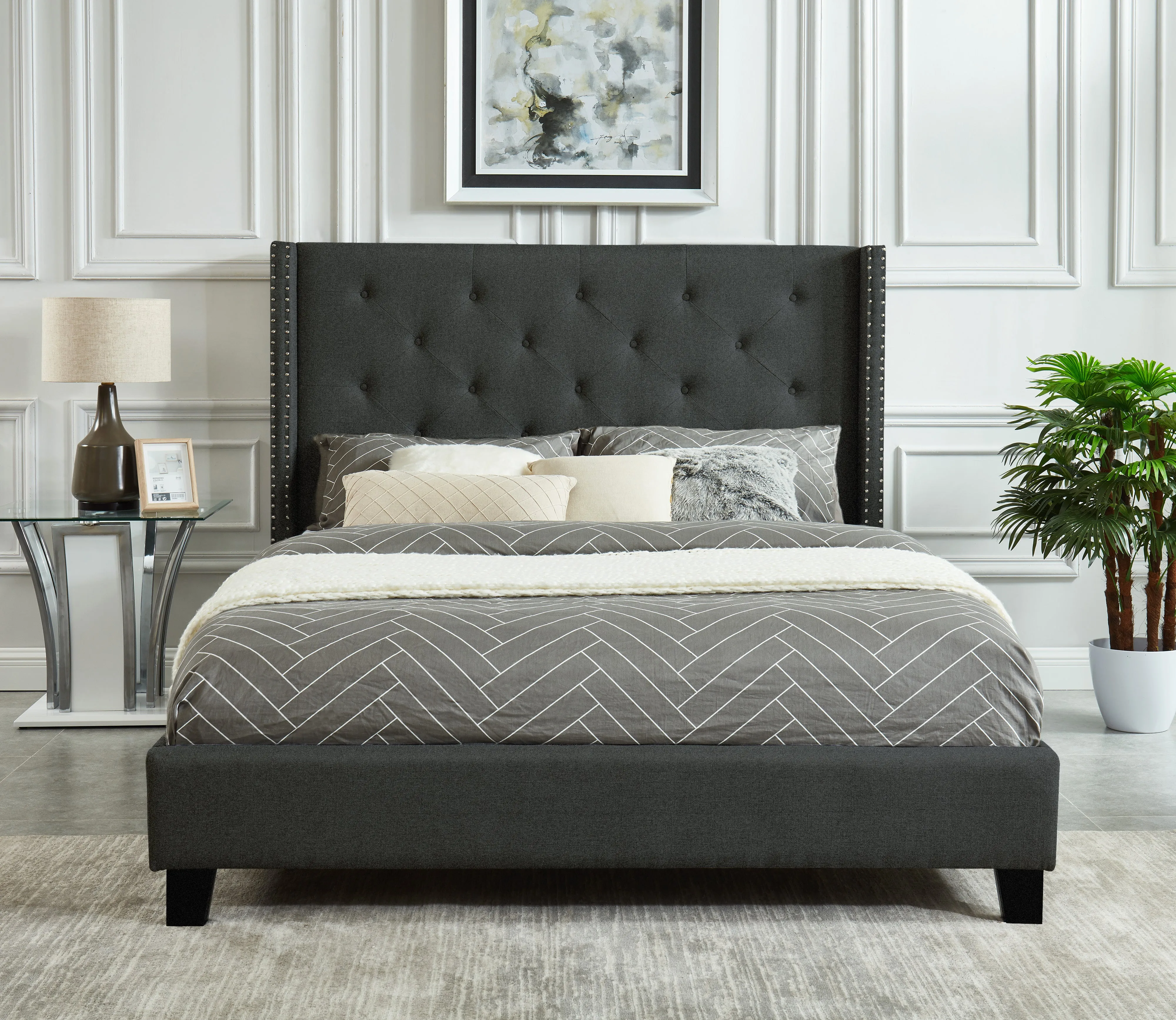 Audrey 3-Piece Full Bed - Dark Grey