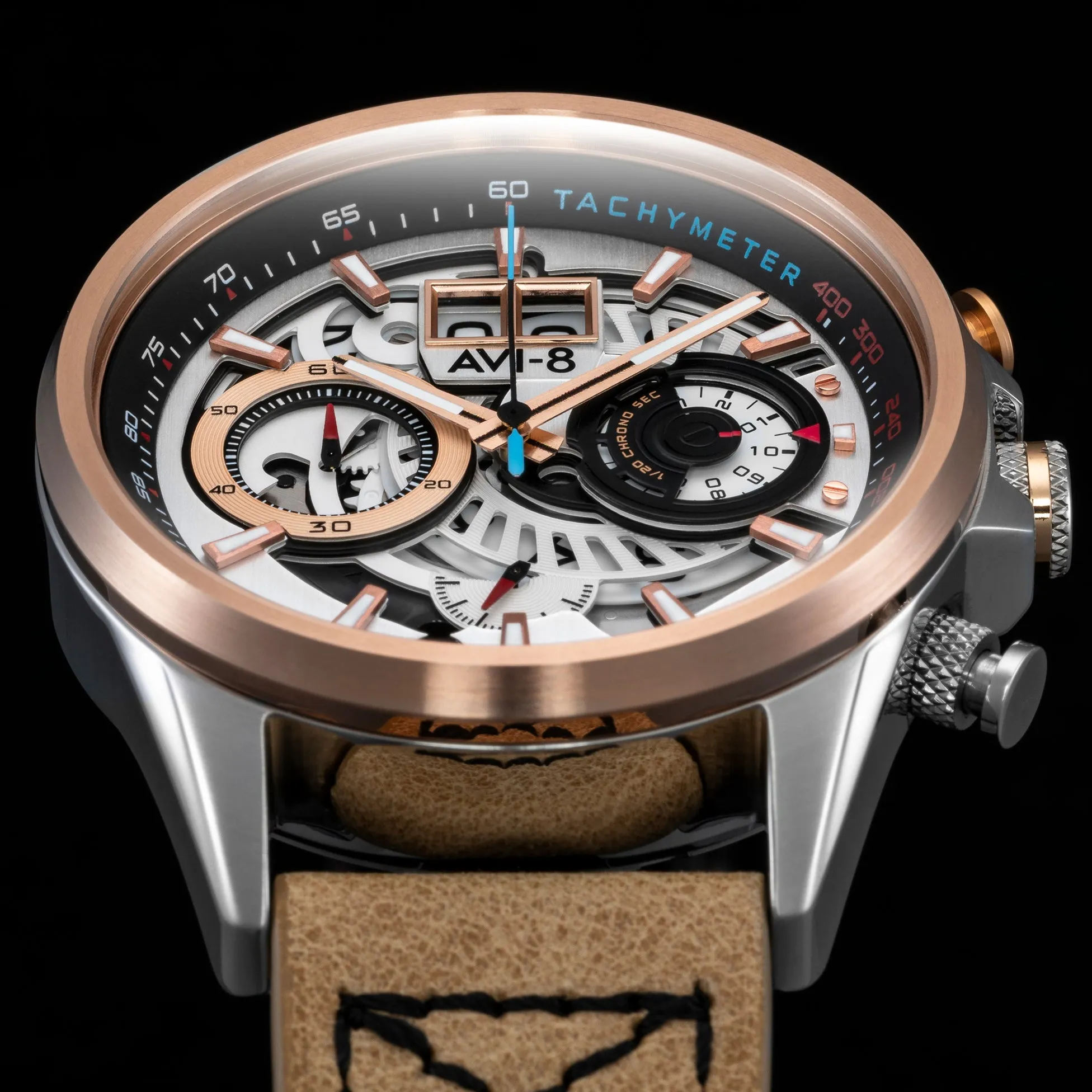 AVI-8 Burnt Gold Brown Hawker Harrier Chronograph Watch AV-4065-02