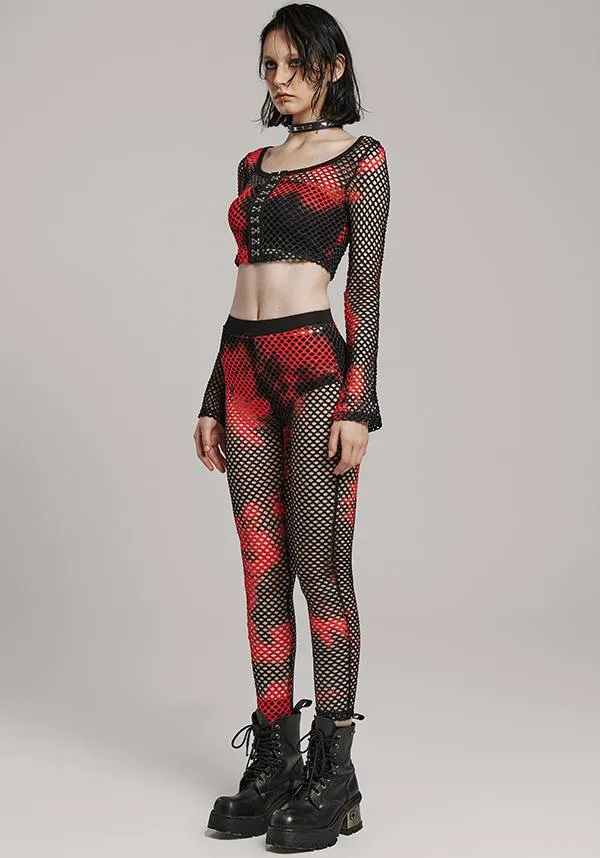 Badriyah Fishnet [Black/Red] | CROP TOP*