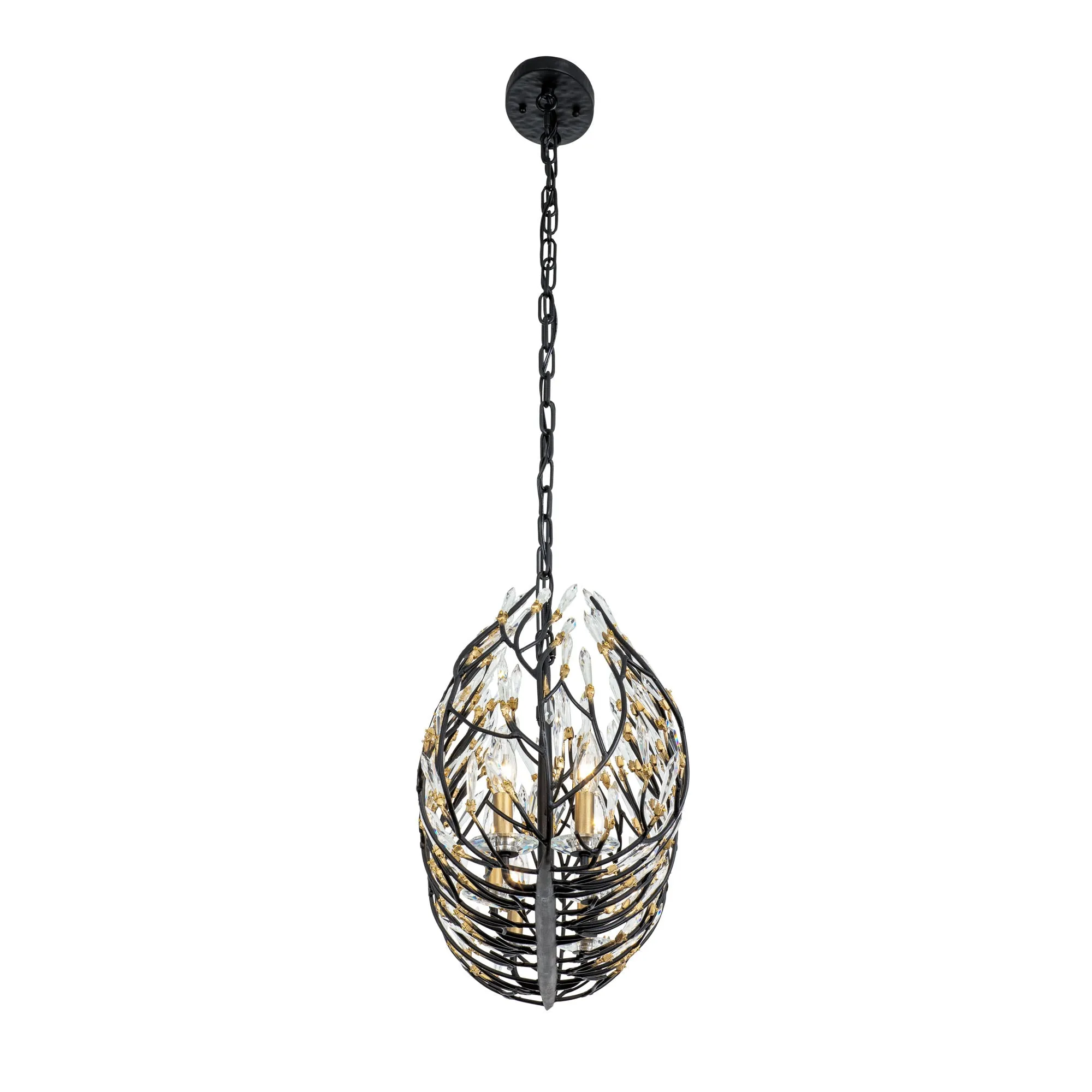 Bask 271N06MBFG 6-Light Crystal Kitchen Pendant Light - Matte Black/French Gold