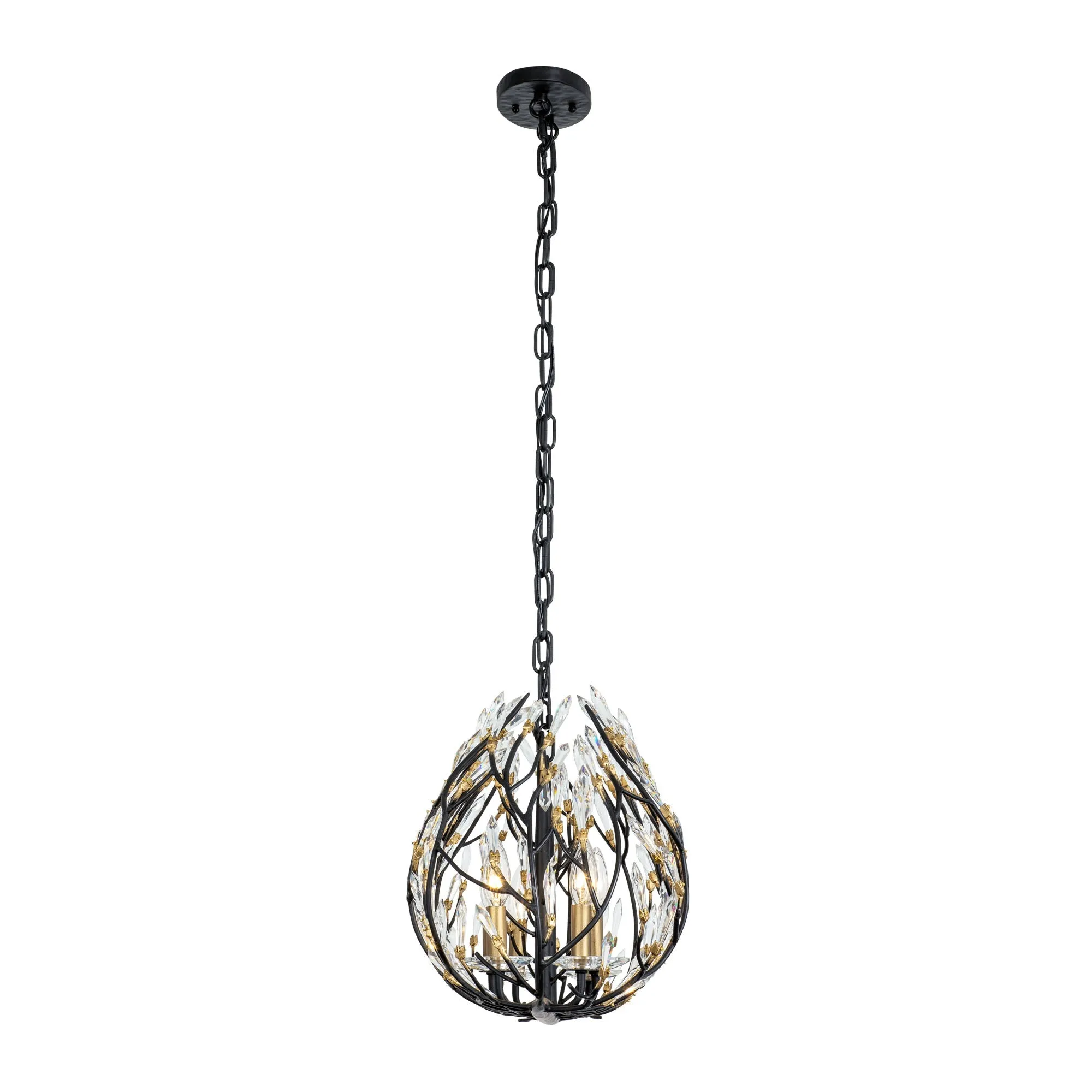 Bask 271N06MBFG 6-Light Crystal Kitchen Pendant Light - Matte Black/French Gold