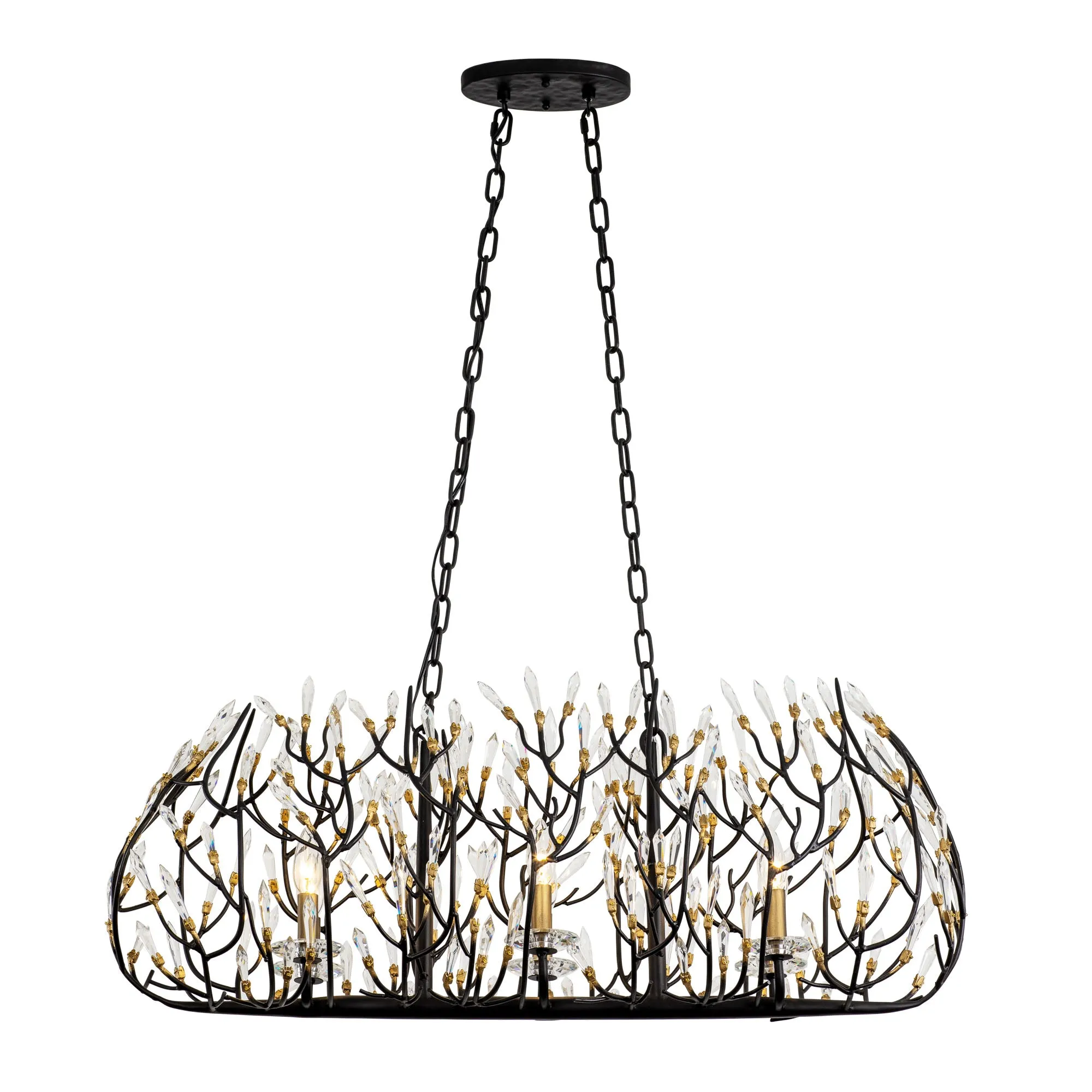 Bask 271N06MBFG 6-Light Crystal Kitchen Pendant Light - Matte Black/French Gold