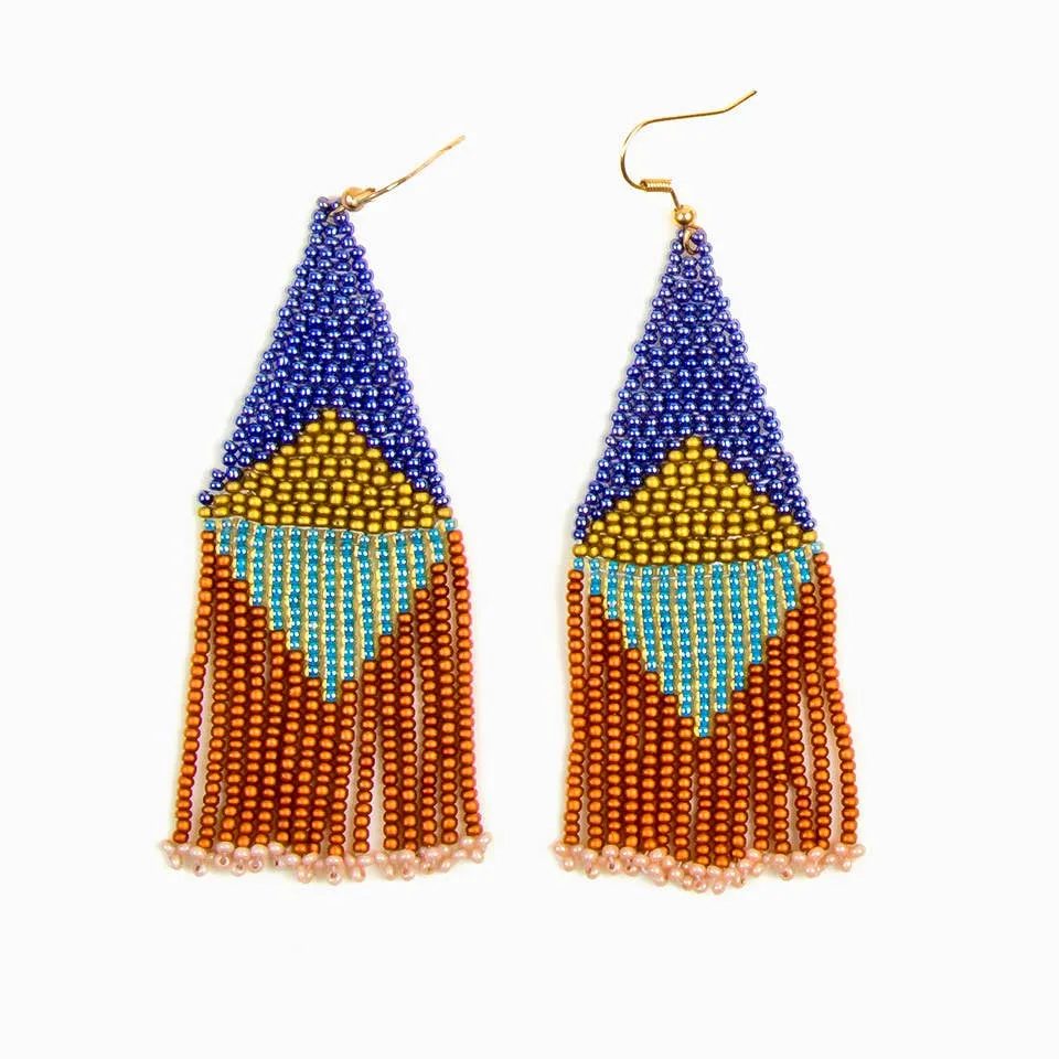 Beaded Graphic Fringe Earrings