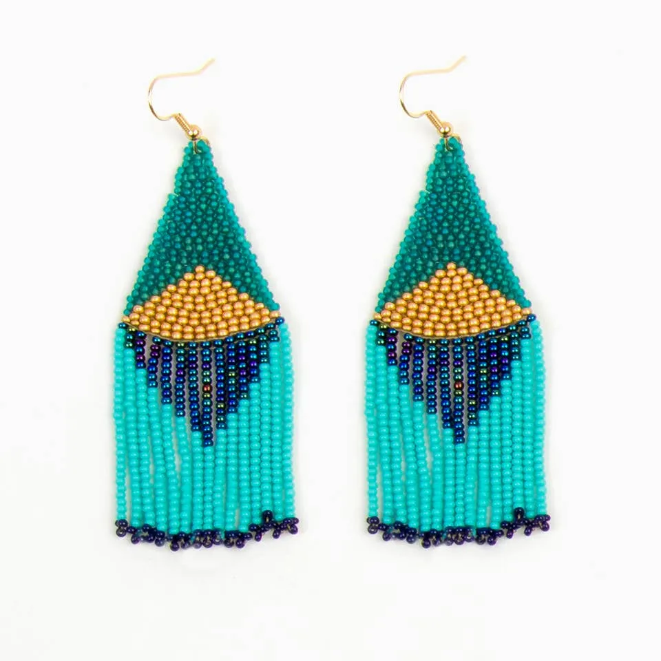 Beaded Graphic Fringe Earrings