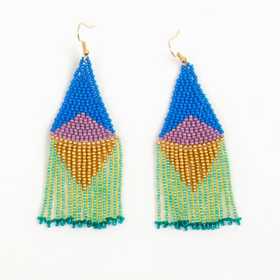 Beaded Graphic Fringe Earrings