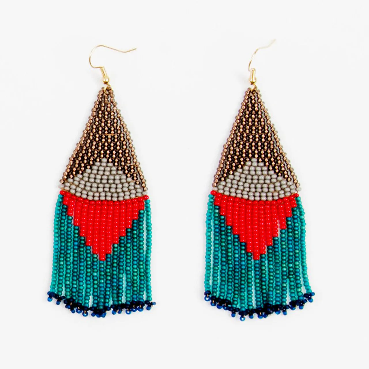 Beaded Graphic Fringe Earrings