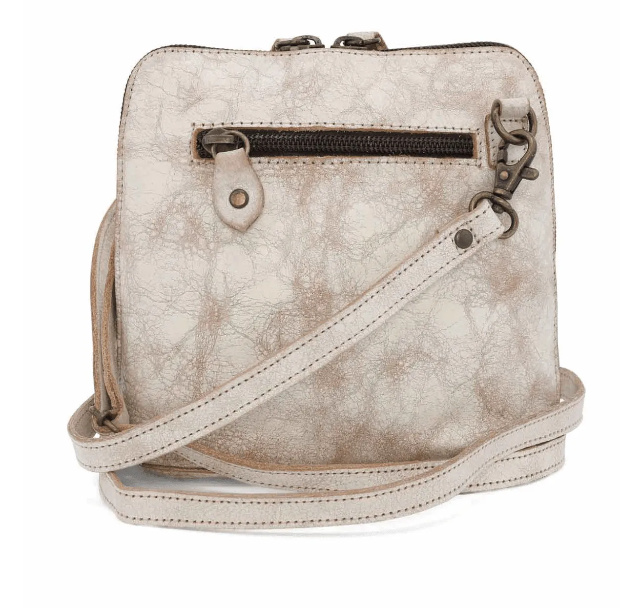 Bed Stu Ventura Nectar Lux Distressed White Crossbody Purse A450177