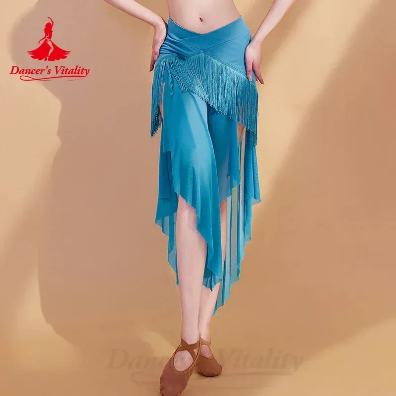 BellyDance Clothing  Women's Customized Irregular Water Yarn Tassel Short Skirt Oriental Dance Professional Practice Clothes