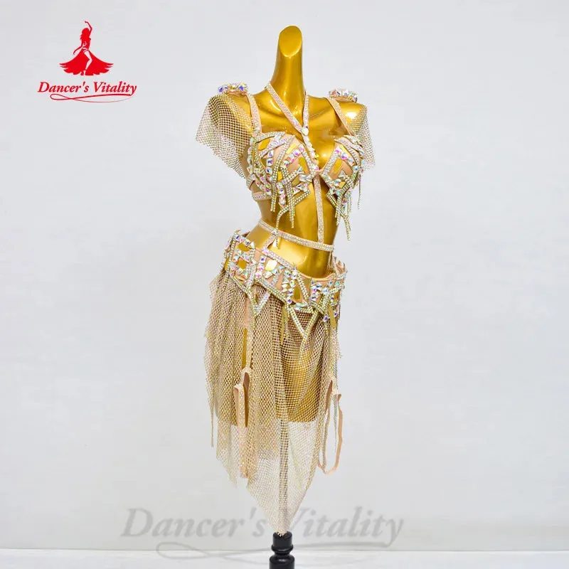 BellyDance Performance Costume Advanced Luxury Rhinestone Set Adult Children Oriental Dance Professional Competition Clothing