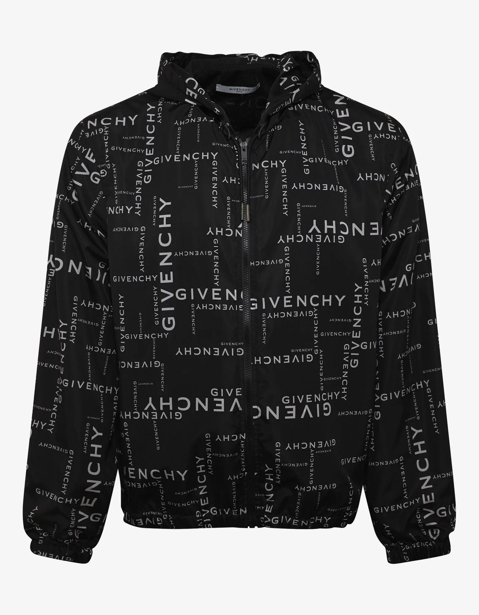 Black All-Over Logo Windbreaker