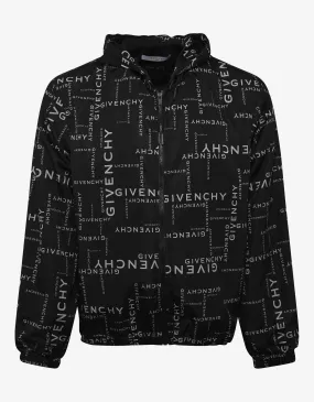 Black All-Over Logo Windbreaker