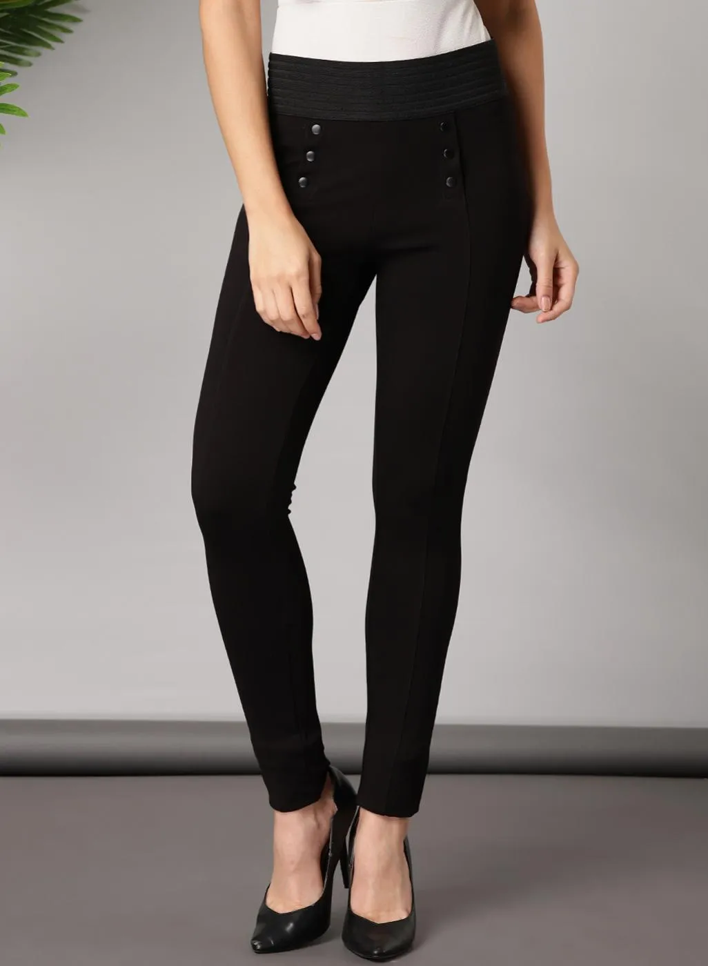 Black Long Plain Jegging