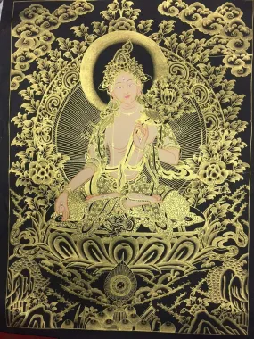 Black Thangka White Tara Newar Style