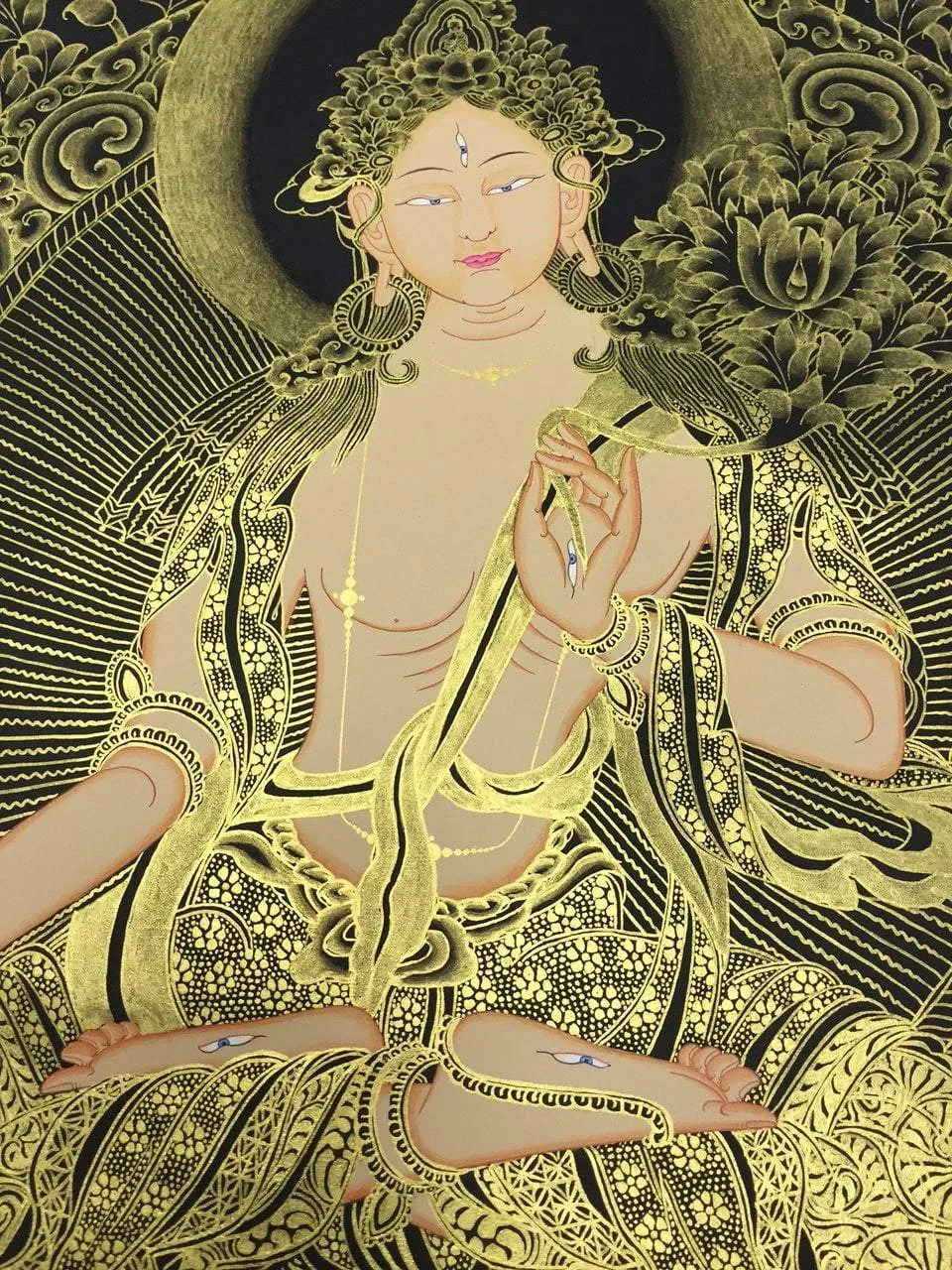 Black Thangka White Tara Newar Style