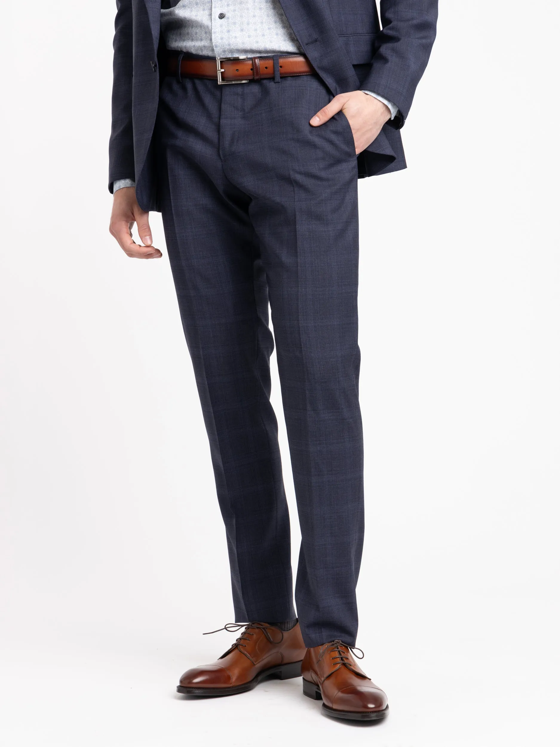 Blue Check Virgin Wool B-Line Suit