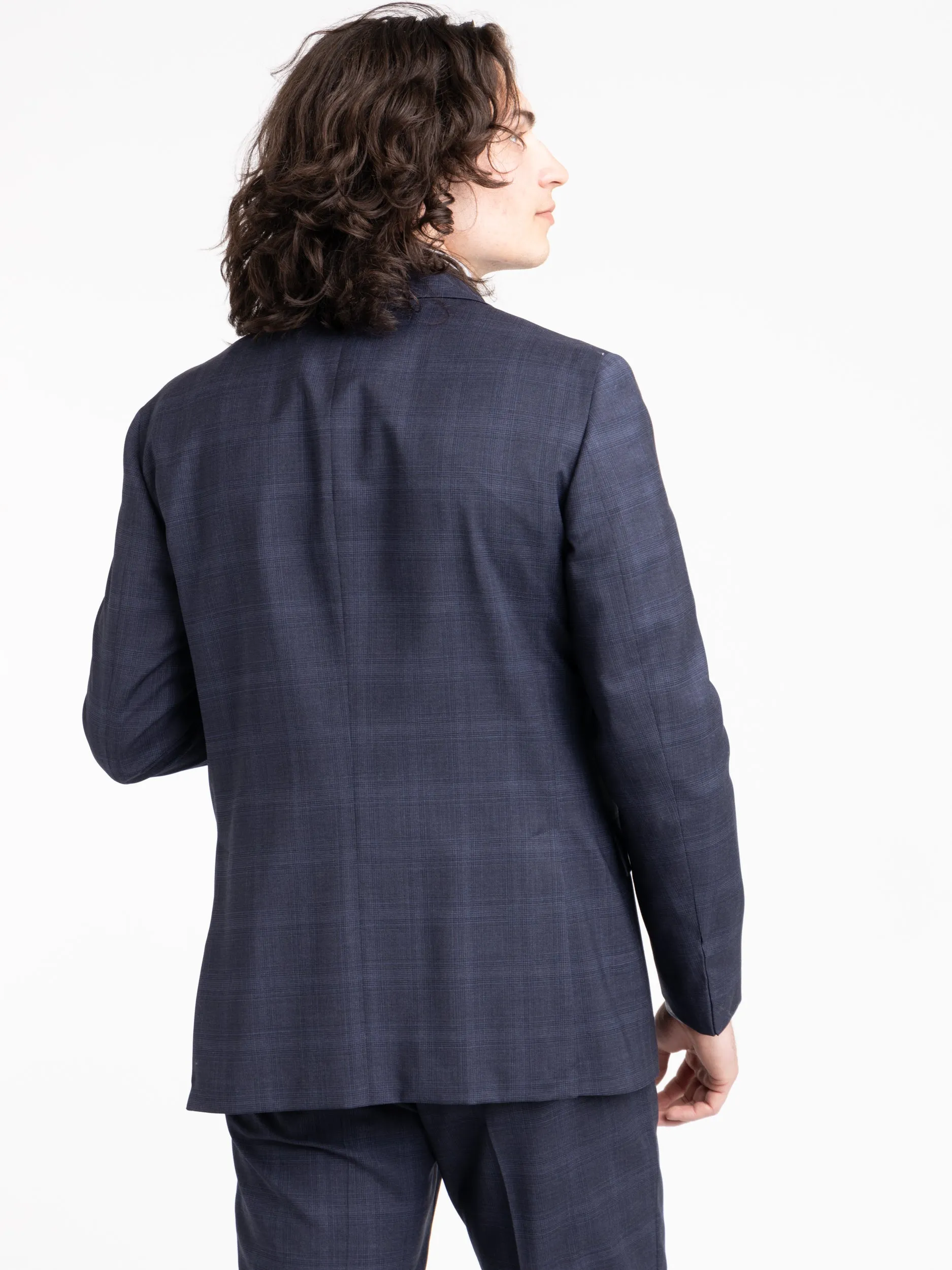 Blue Check Virgin Wool B-Line Suit