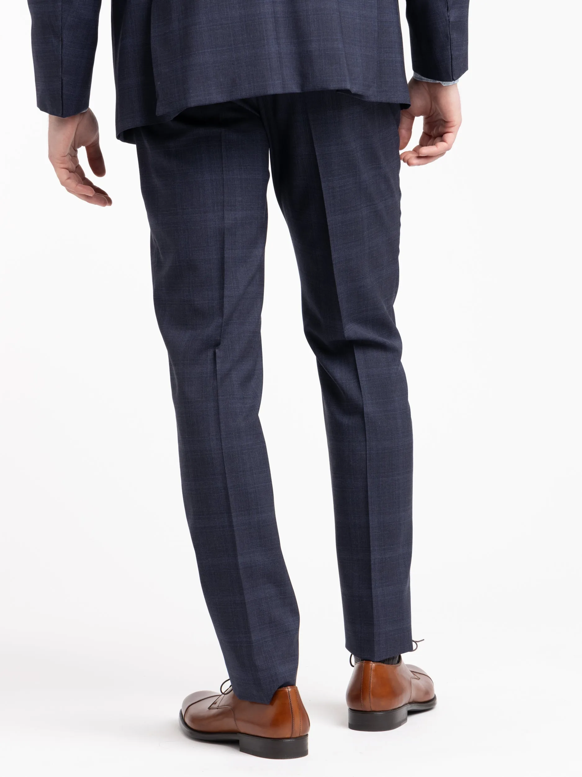 Blue Check Virgin Wool B-Line Suit