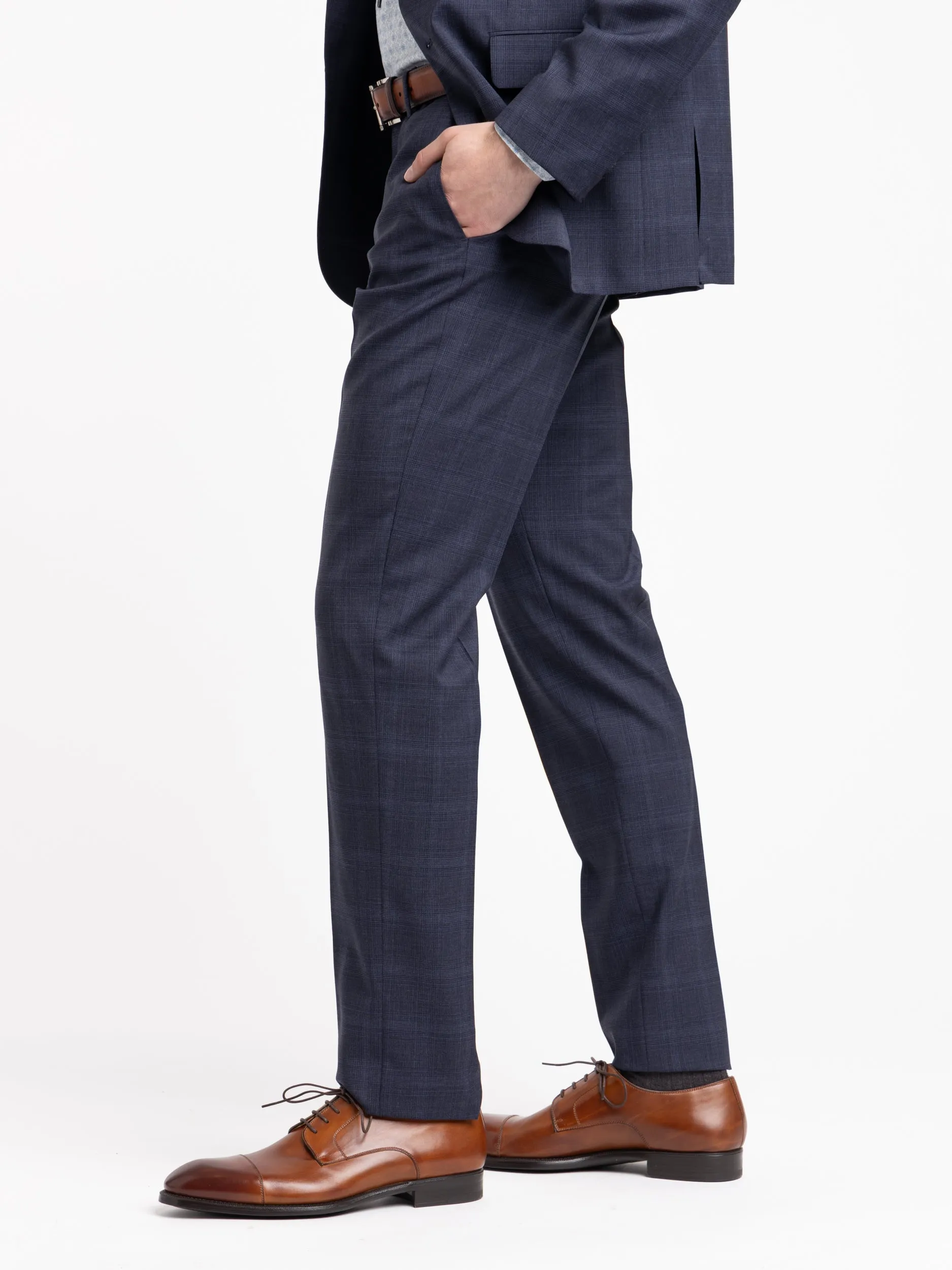 Blue Check Virgin Wool B-Line Suit