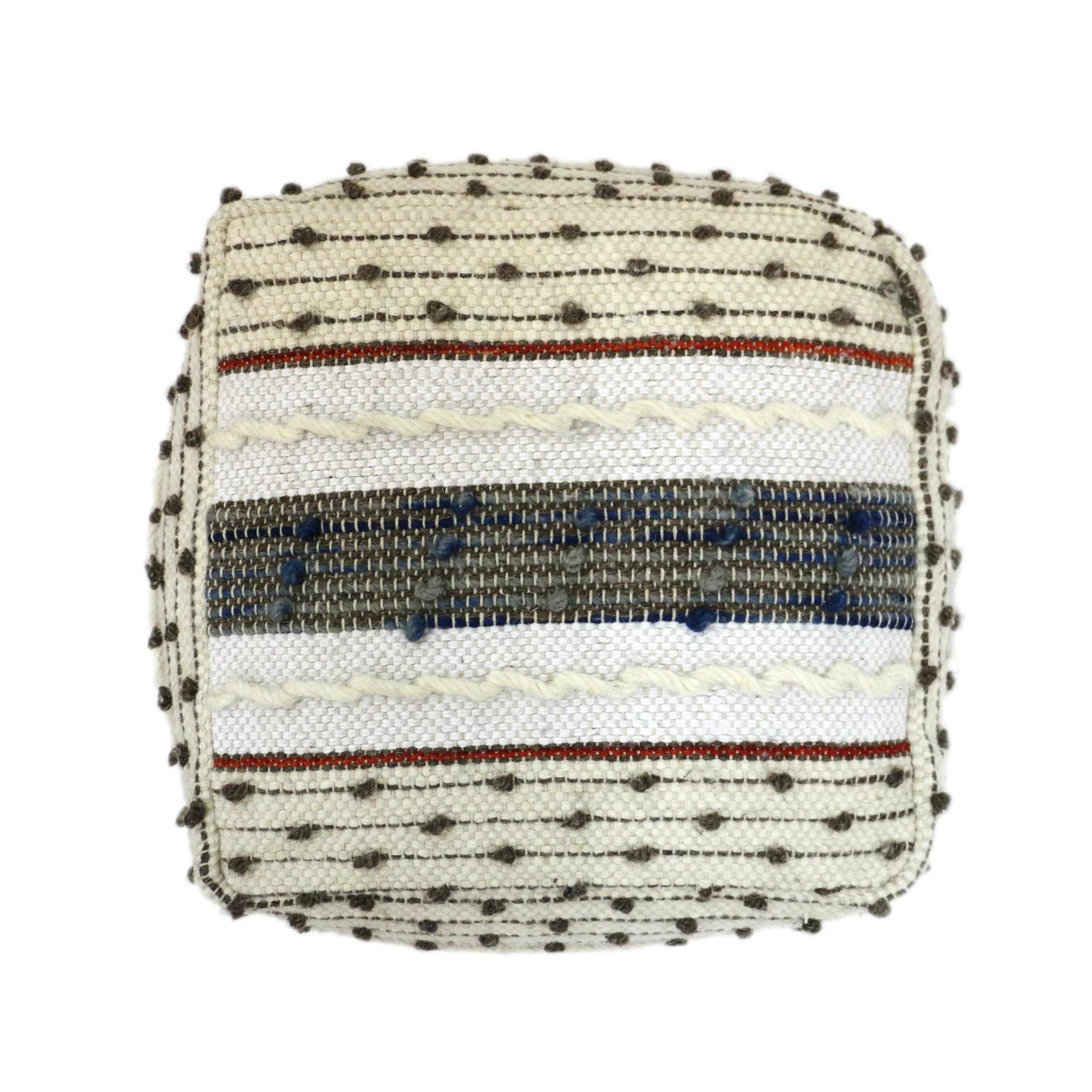 Boho Wool and Cotton Ottoman Pouf - NH120803