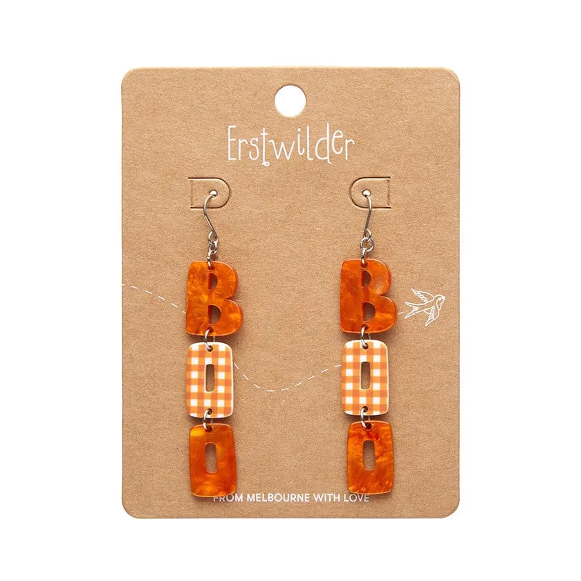 BOO Gingham Drop Earrings - Orange