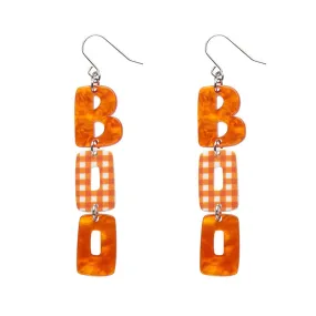 BOO Gingham Drop Earrings - Orange