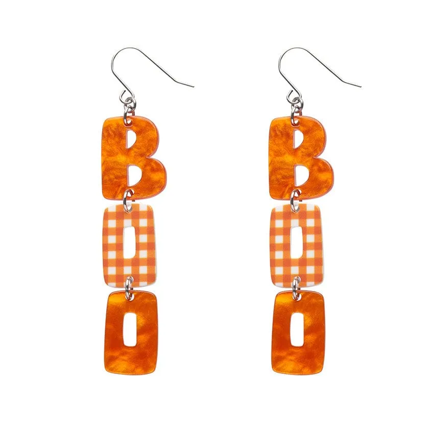 BOO Gingham Drop Earrings - Orange