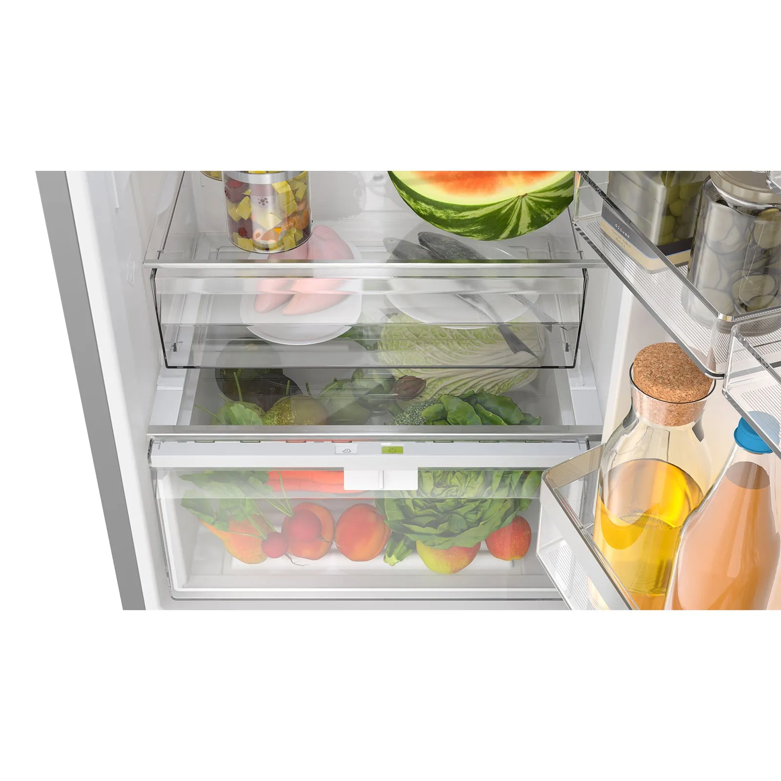 Bosch 24" White Glass Smart Free-Standing Counter-depth Bottom Freezer Refrigerator with Home Connect (12.8 Cu. Ft) - B24CB80ESW