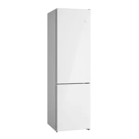 Bosch 24" White Glass Smart Free-Standing Counter-depth Bottom Freezer Refrigerator with Home Connect (12.8 Cu. Ft) - B24CB80ESW