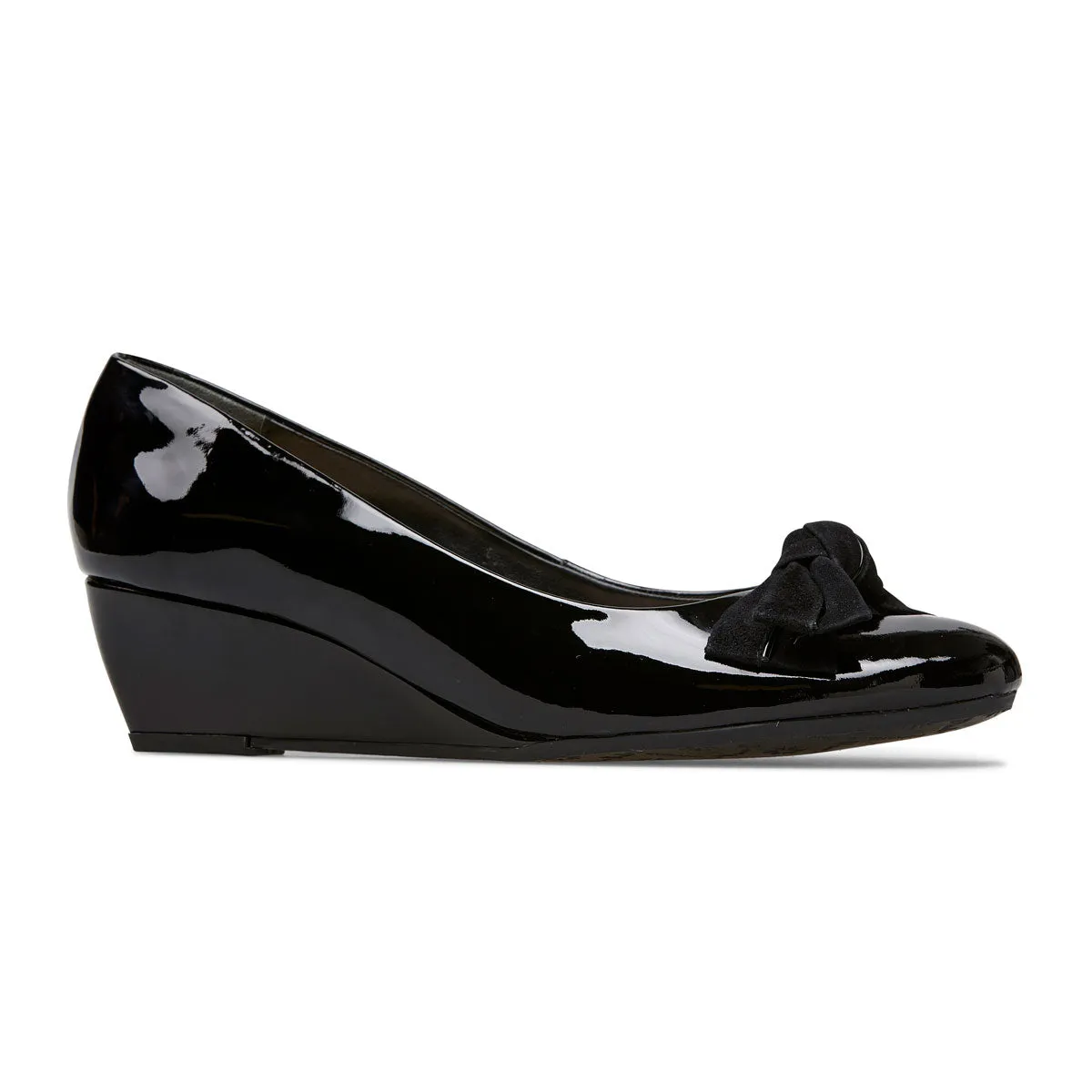 Bourne Mid Wedge Heel Court Shoe With Bow Detail