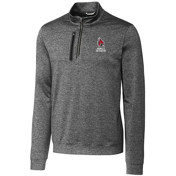 BSU Cardinals Men's Cutter &amp; Buck Stealth Quarter-Zip Gray Pullover