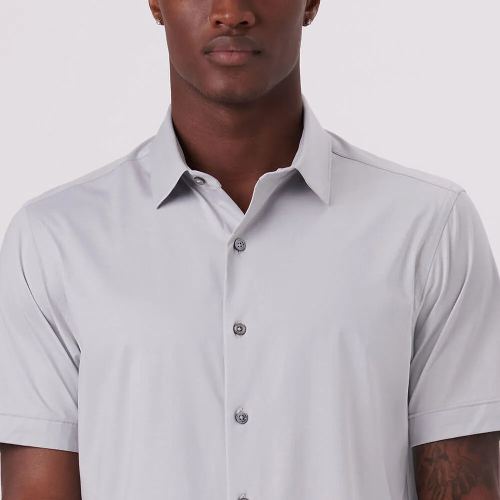 Bugatchi Ooohcotton Miles Short Sleeve Sport Shirt - Silver