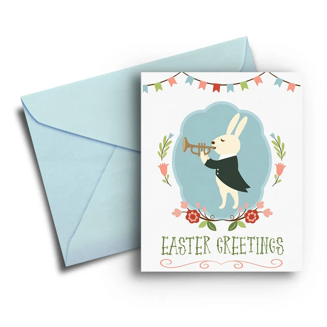 Bunny Trumpeteer Easter Card