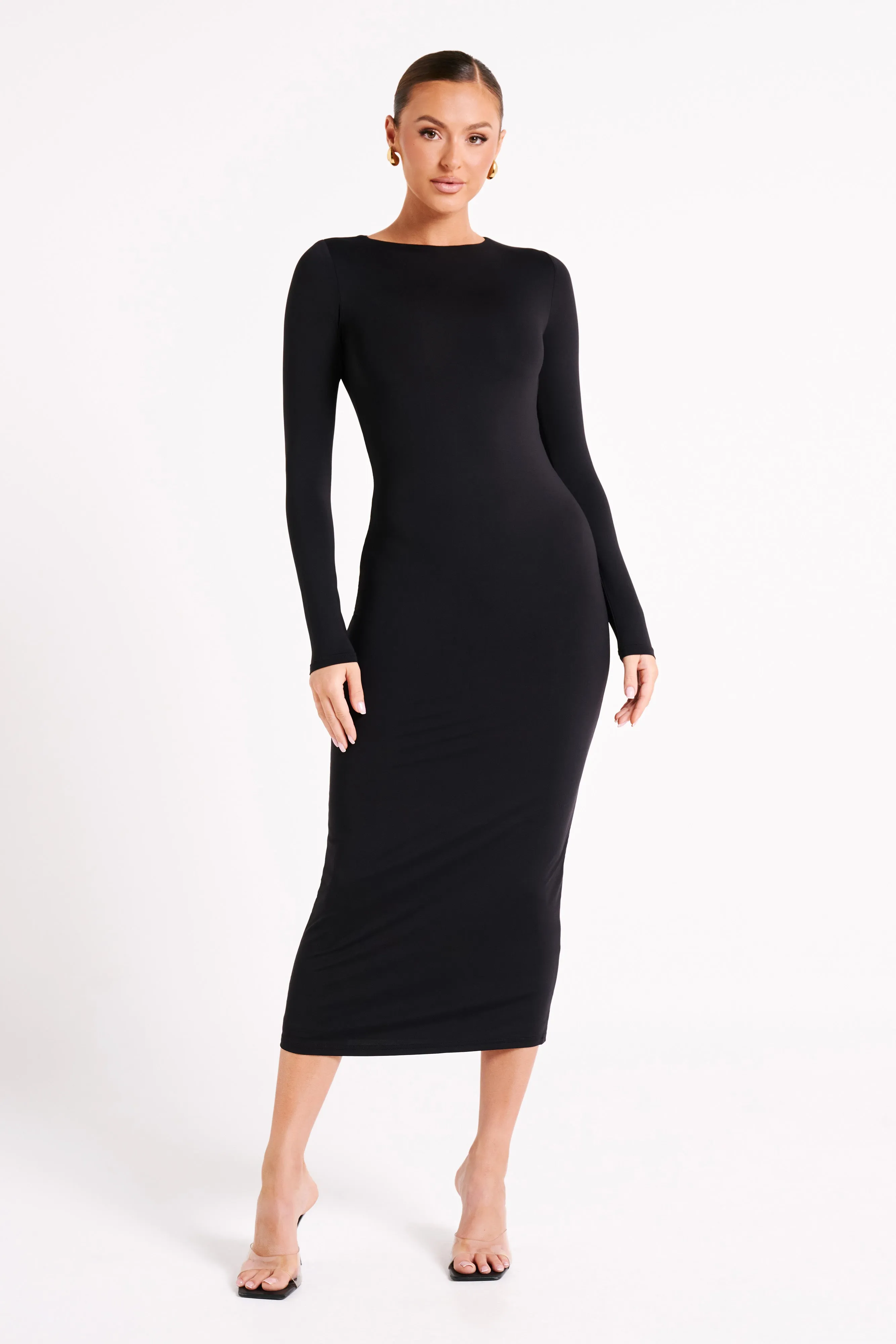 Cataleya Recycled Nylon Midi Dress - Black