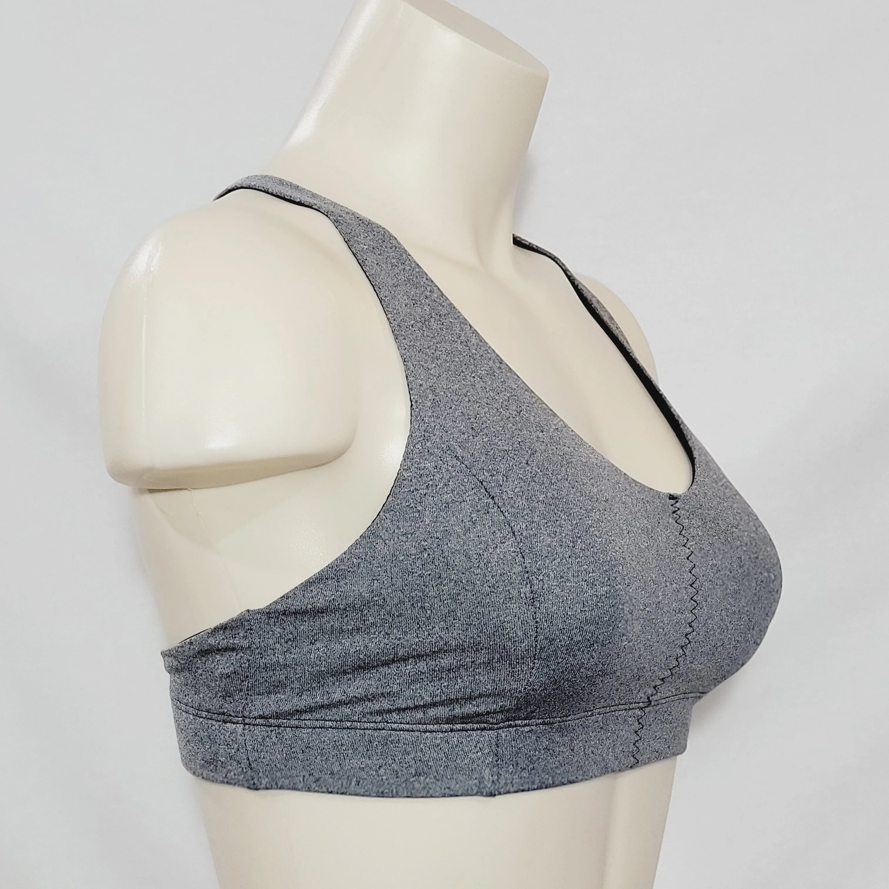 Champion N9684 Strappy Cami Wire Free Sports Bra XS X-SMALL Gray & Black NWT