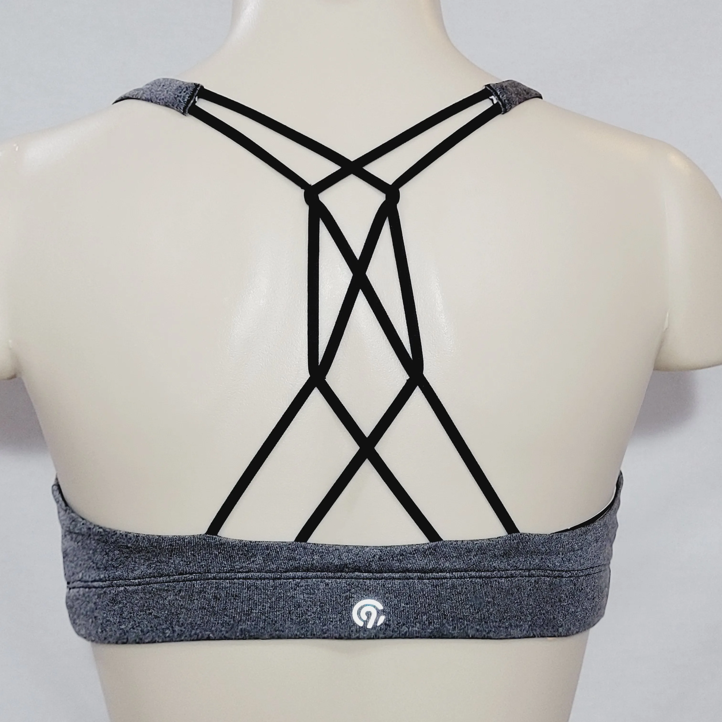 Champion N9684 Strappy Cami Wire Free Sports Bra XS X-SMALL Gray & Black NWT