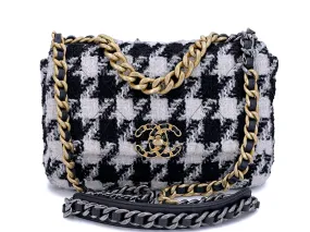 Chanel 19 Small Medium Houndstooth Tweed Flap Bag