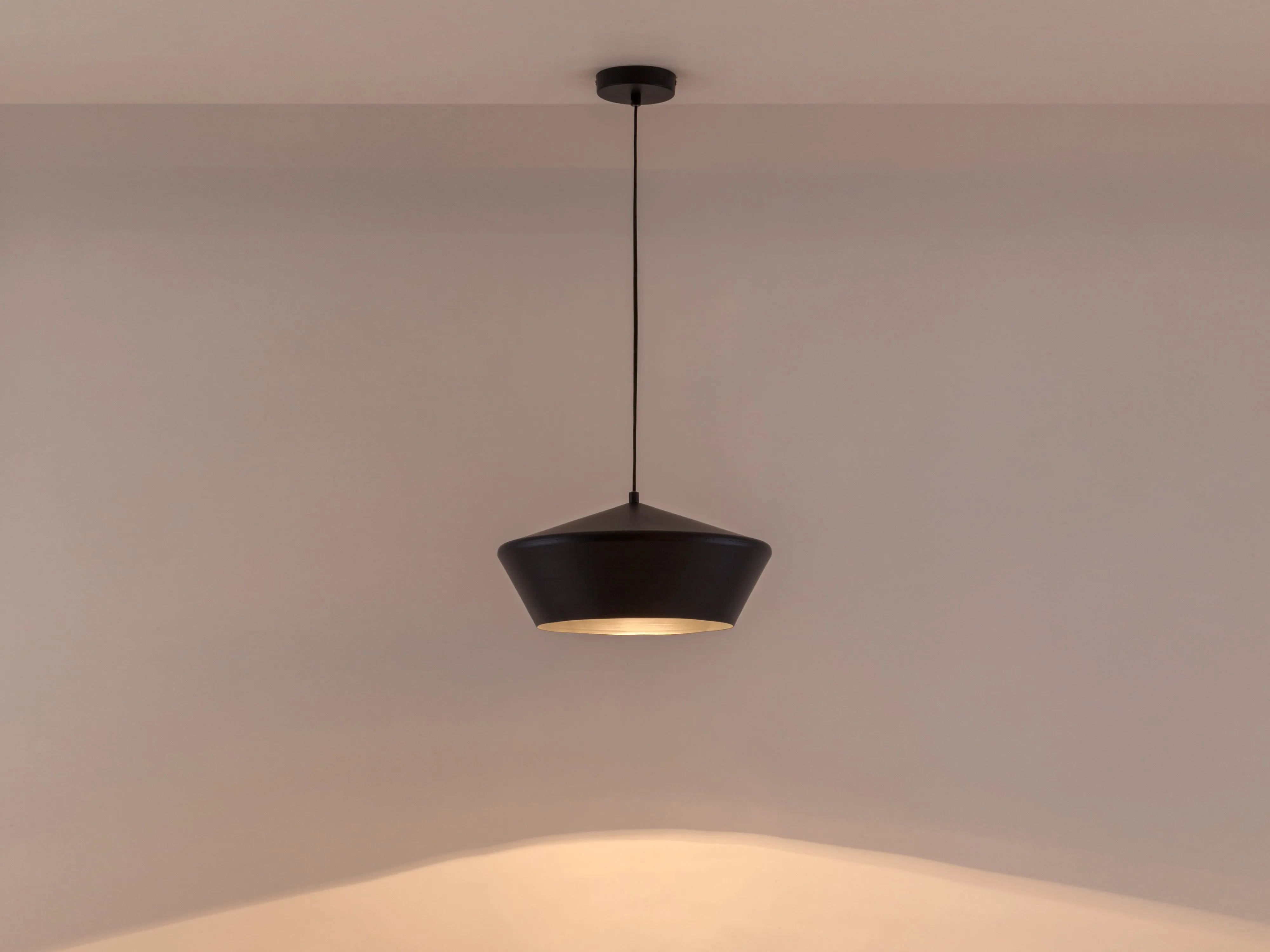 Charcoal grey wide metal diner pendant