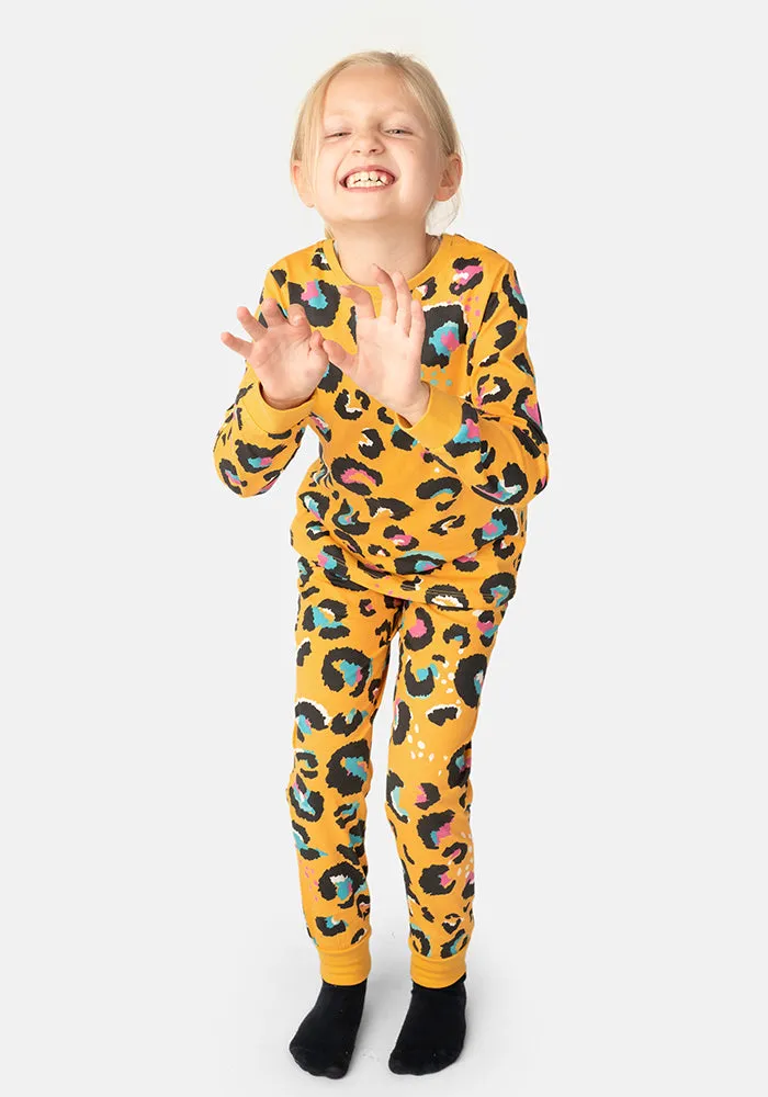 Children's Mustard Animal Print Cotton Pyjama Set