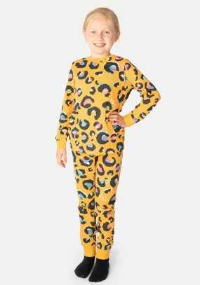 Children's Mustard Animal Print Cotton Pyjama Set